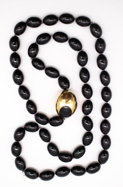 ANGELA CUMMINGS FOR TIFFANY & CO. 18 KT GOLD GEOMETRIC SAUTOIR NECKLACE WITH BLACK JADE