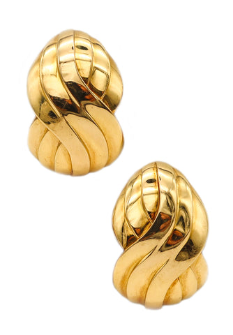 -Michael Bondanza Contemporary Knots Clip Earrings In Solid 18Kt Yellow Gold