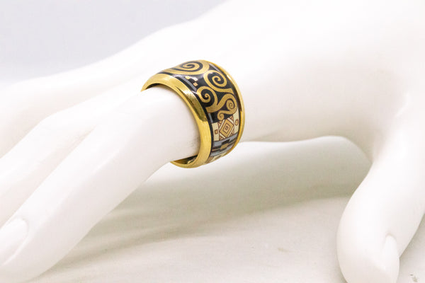 MICHAELA FREY AUSTRIAN 18 KT GOLD GEOMETRIC ENAMEL RING