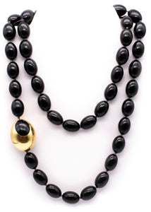 ANGELA CUMMINGS FOR TIFFANY & CO. 18 KT GOLD GEOMETRIC SAUTOIR NECKLACE WITH BLACK JADE