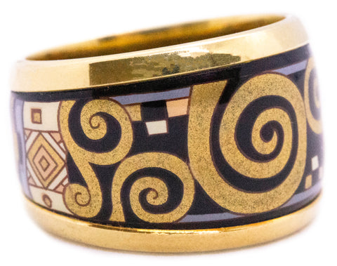 MICHAELA FREY AUSTRIAN 18 KT GOLD GEOMETRIC ENAMEL RING