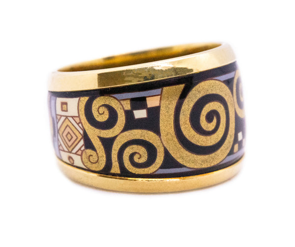 MICHAELA FREY AUSTRIAN 18 KT GOLD GEOMETRIC ENAMEL RING