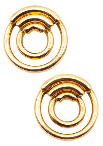 Cartier 1972 Aldo Cipullo Geometric Circled Large Earrings In Solid 18Kt Yellow Gold