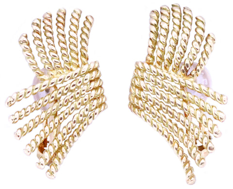 TIFFANY & CO. JEAN SCHLUMBERGER 18 KT GOLD  "V" ROPE EARRINGS