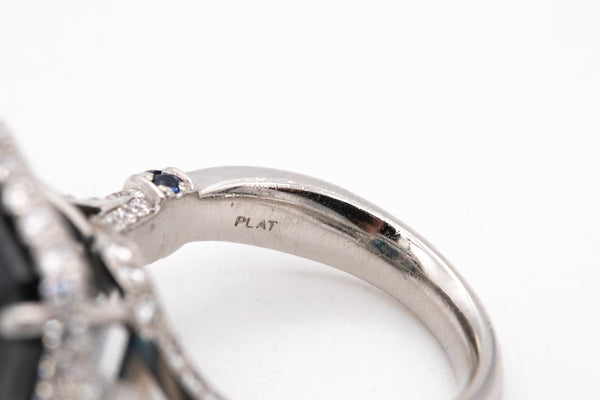 MAGNIFICENT AGL CERTIFIED 17.68 Cts SAPPHIRE COCKTAIL RING IN PLATINUM WITH DIAMONDS