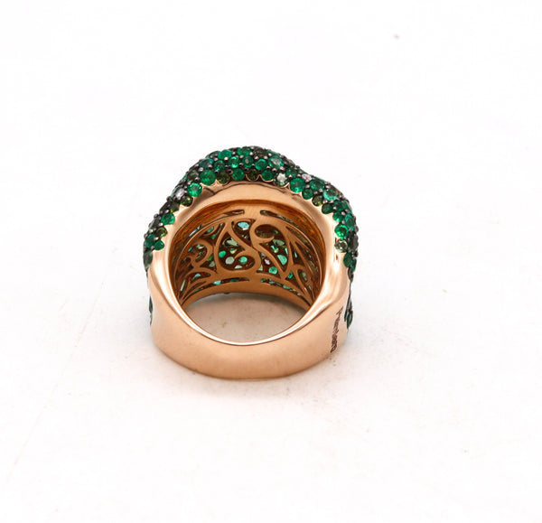 *Palmiero cocktail ring in 18 kt with 16.1 Ctw in diamonds emerald & tourmaline