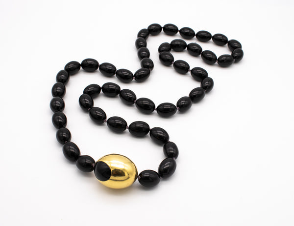 ANGELA CUMMINGS FOR TIFFANY & CO. 18 KT GOLD GEOMETRIC SAUTOIR NECKLACE WITH BLACK JADE