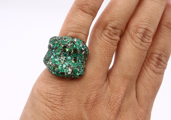 *Palmiero cocktail ring in 18 kt with 16.1 Ctw in diamonds emerald & tourmaline