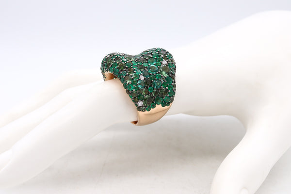 *Palmiero cocktail ring in 18 kt with 16.1 Ctw in diamonds emerald & tourmaline