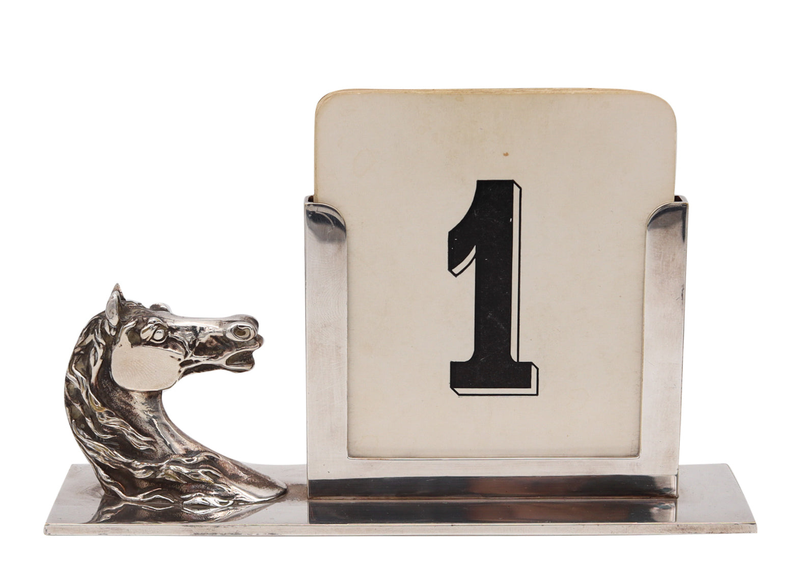 +Hermes Paris 1960 Vintage Horse Motif Desk calendar In Silver