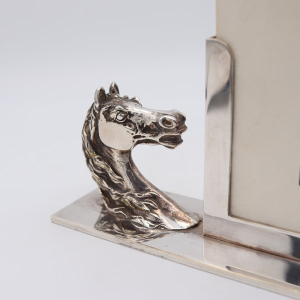 +Hermes Paris 1960 Vintage Horse Motif Desk calendar In Silver