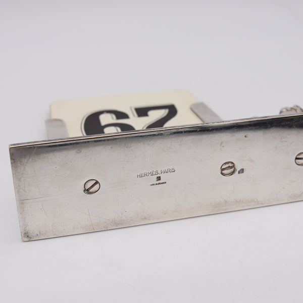 +Hermes Paris 1960 Vintage Horse Motif Desk calendar In Silver