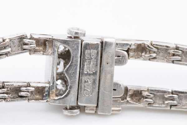 Waslikoff And Sons Art Deco 1940 Platinum Bracelet With 42.84 Ctw In Diamonds And Aquamarines