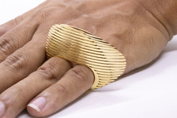 Zaha Hadid For Georg Jensen 18Kt Yellow Gold Lamellae Optical Double Fingers Ring