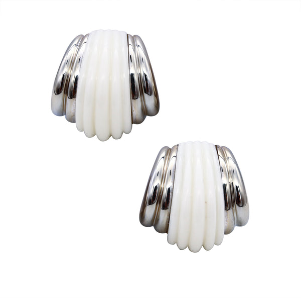 Charles Turi New York 18Kt White Gold Fluted Earrings With 40 Cts White Corals