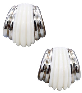 Charles Turi New York 18Kt White Gold Fluted Earrings With 40 Cts White Corals