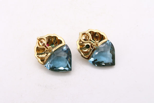 *Baten modernist earrings in 18 kt gold with 37.3 Cts in diamonds and gemstones
