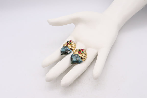 *Baten modernist earrings in 18 kt gold with 37.3 Cts in diamonds and gemstones