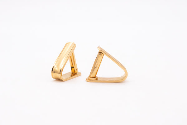 French 1940 Art Deco Geometric Stirrup Cufflinks In Solid18Kt Yellow Gold