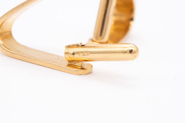 French 1940 Art Deco Geometric Stirrup Cufflinks In Solid18Kt Yellow Gold