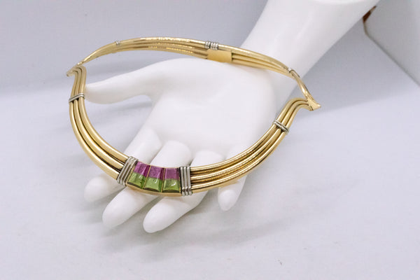 Gucci 1970 Milan Very Rare Choker Necklace In 18Kt Gold With 16.02 Cts In Tourmaline
