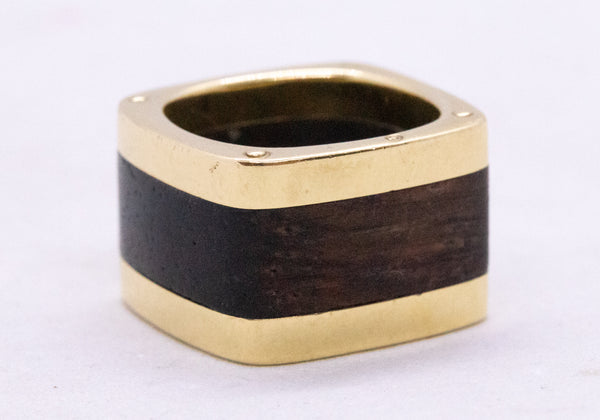 CARTIER PARIS JEAN DINH VAN RARE 1970'S 18 KT RING WITH PALISANDER WOOD