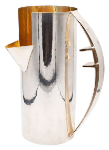 CARLO SCARPA 1970 FOR CLETO MUNARI STERLING SILVER PITCHER WITH GOLD INSIDE