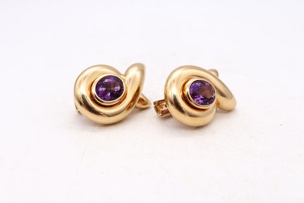 Verdura Milan 18Kt Yellow Gold Earrings With 11.8 Cts Of Vivid Purple Amethyst