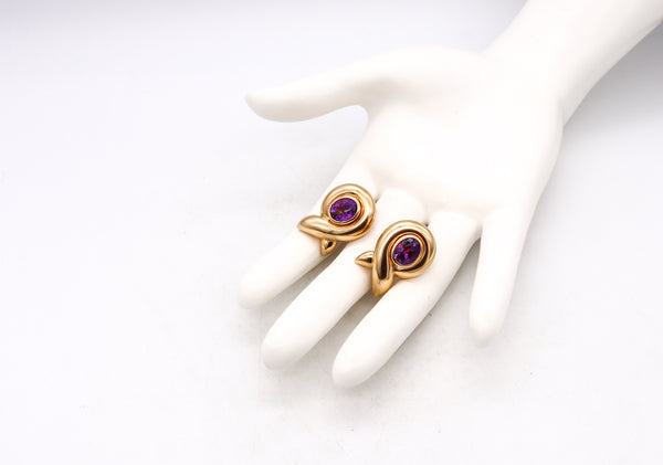 Verdura Milan 18Kt Yellow Gold Earrings With 11.8 Cts Of Vivid Purple Amethyst
