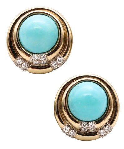 Charles Turi New York Clip Earrings In 18Kt White Gold With 25.94 Cts In Diamonds & Turquoises