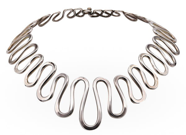 -Robert Lee Morris Studio 1970 Sculptural Choker Necklace In ,925 Sterling Silver