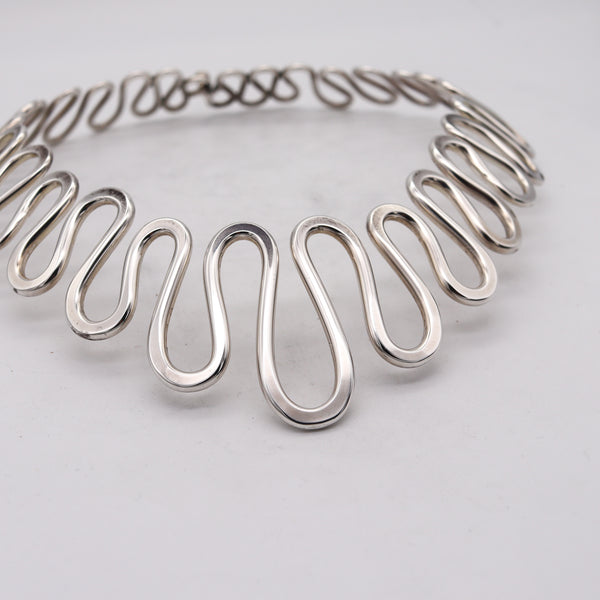 -Robert Lee Morris Studio 1970 Sculptural Choker Necklace In ,925 Sterling Silver