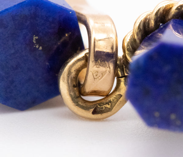 Marchak 1960 Paris 18Kt Yellow Gold Linked Cufflinks With Afghani Blue Lapis Lazuli