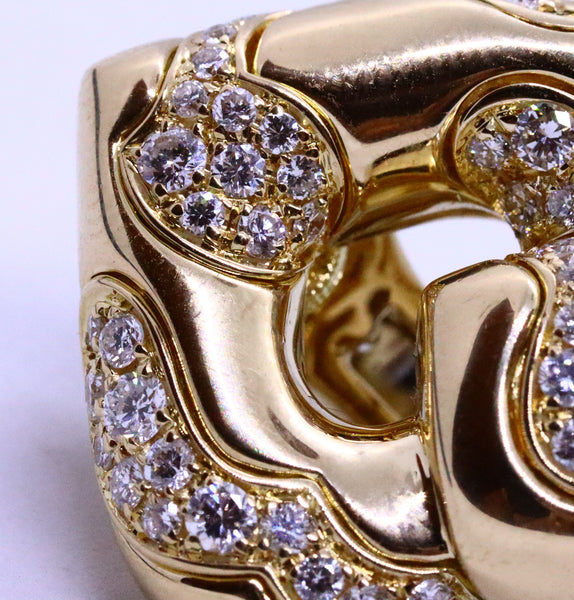 MARINA B. 18 KT GOLD EARRINGS "PARDY PAVE" DIAMONDS CLIPS & POST