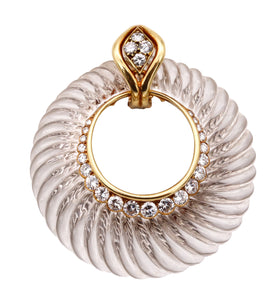 *Boucheron Andre Vassort 1970 Paris 18 kt gold pendant with 2.75 Cts in diamonds and rock quartz
