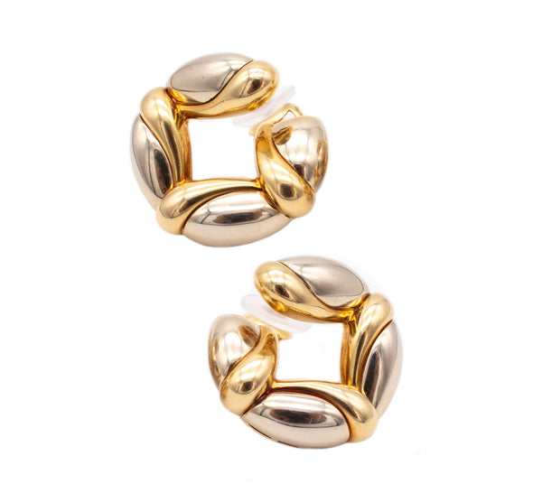 *Bvlgari Roma rare round Doppio clips-earrings in solid 18 kt of two tones gold