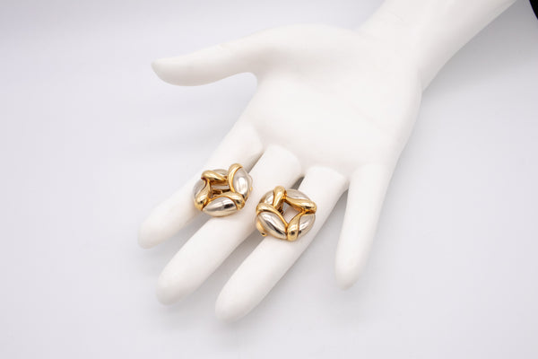 *Bvlgari Roma rare round Doppio clips-earrings in solid 18 kt of two tones gold