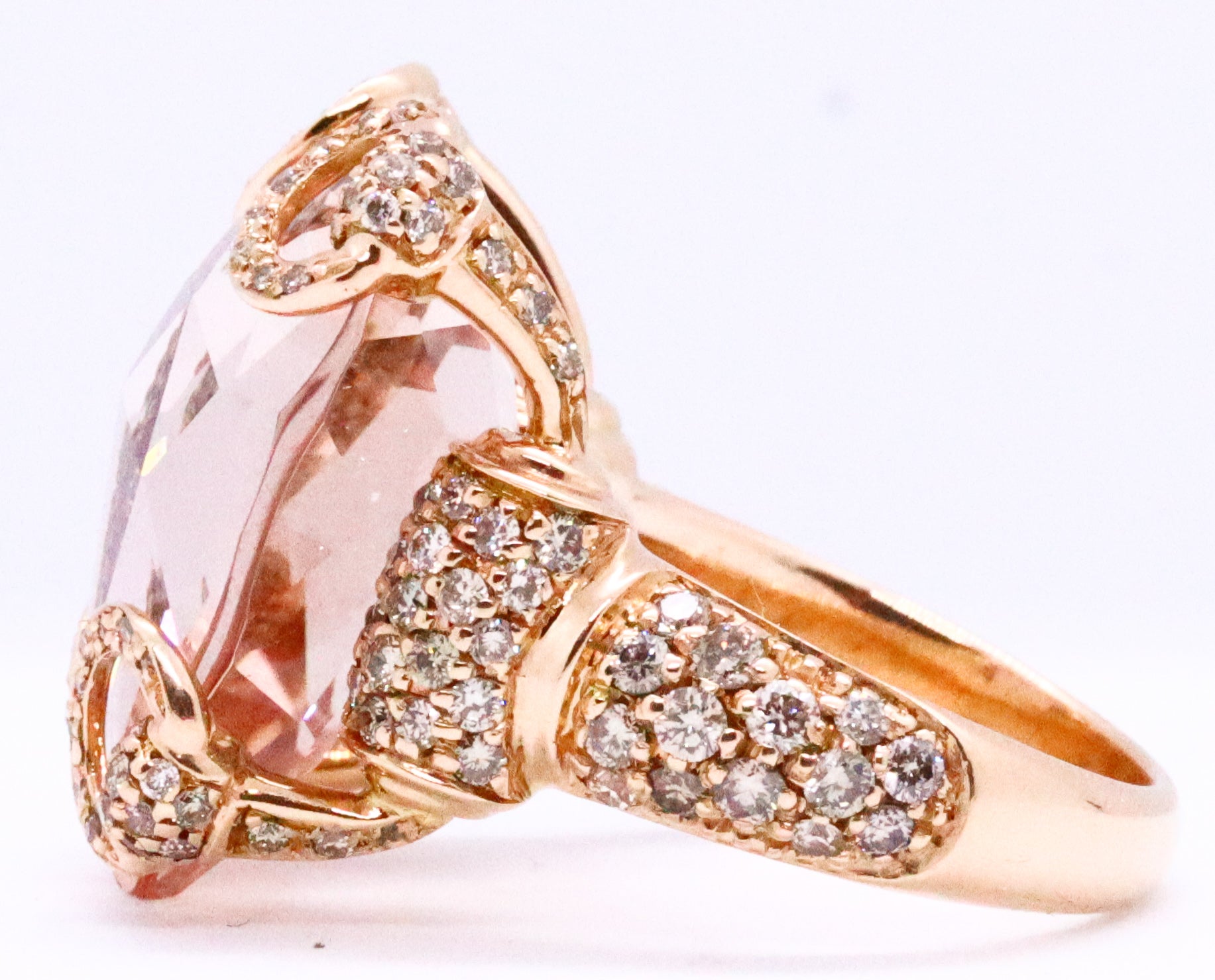 GUCCI 18 KT PINK GOLD RING, HORSEBIT FANCY DIAMONDS & ROSE