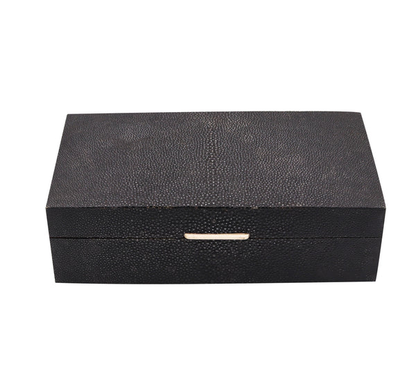 *Powell Bishop & Stonier 1930 England Art Deco Rectangular Box With Black Shagreen