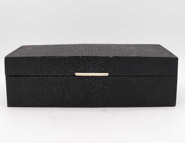 *Powell Bishop & Stonier 1930 England Art Deco Rectangular Box With Black Shagreen