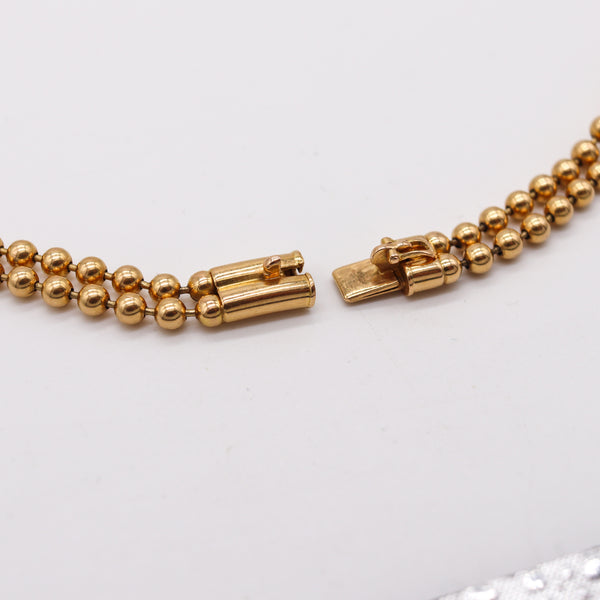 Germany Retro 1950 Post War Double Links Drop Necklace In Solid 18Kt Yellow Gold