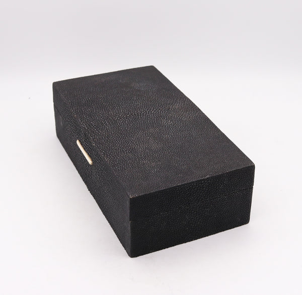 *Powell Bishop & Stonier 1930 England Art Deco Rectangular Box With Black Shagreen