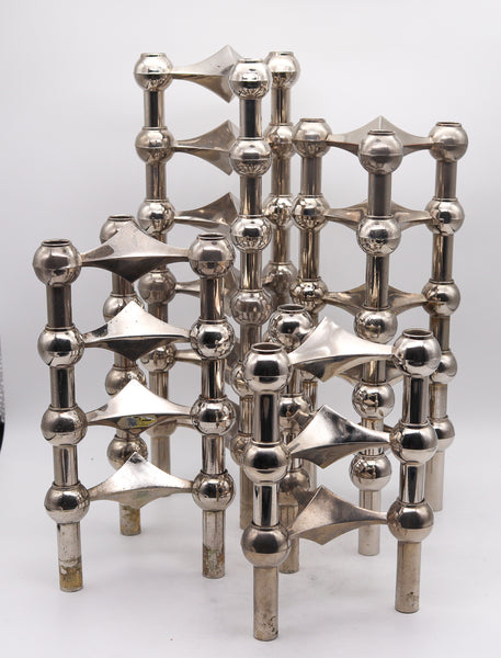 César Stoffi And Fritz Nagel 1960 For BMF Nagel Germany Sculptural 18 Stackable Candle Holders