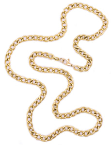 HAND MADE VINTAGE 18 KT GOLD CHAIN WITH TEXTURED LINKS