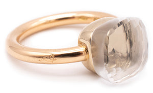 POMELLATO MILAN NUDO RING IN 18 KT YELLOW GOLD WITH ROCK CLEAR QUARTZ