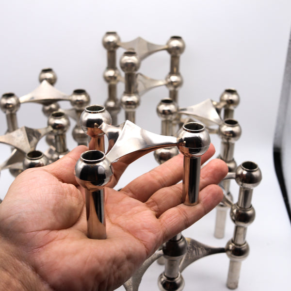 César Stoffi And Fritz Nagel 1960 For BMF Nagel Germany Sculptural 18 Stackable Candle Holders