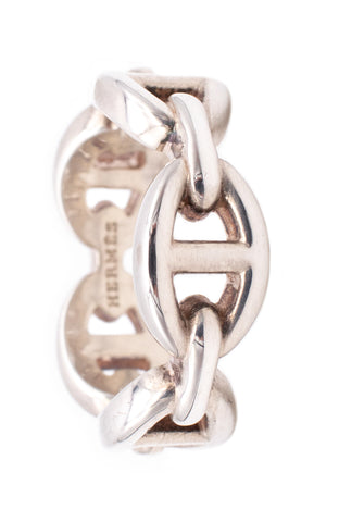 HERMES PARIS, CHAINE D'ANCRE ENCHAINEE RING IN .925 STERLING SILVER