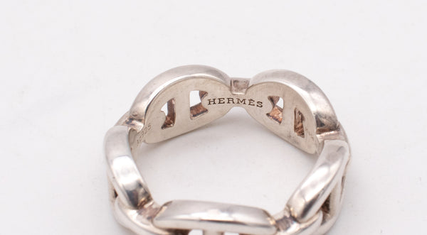 HERMES PARIS, CHAINE D'ANCRE ENCHAINEE RING IN .925 STERLING SILVER