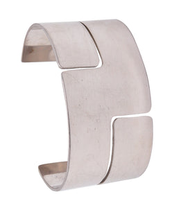 Dinh Van Paris Vintage Classic "Seventies" Geometric Cuff In .925 Sterling Silver