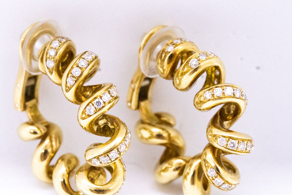BOUCHERON PARIS 18 KT GOLD EARRINGS WITH 1.40 Cts VVS DIAMONDS